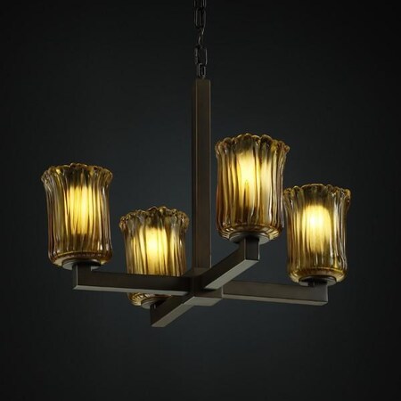 Justice Design Group GLA-8829-16-AMBR-MBLK Veneto Luce Collection Modular 4-Light Chandelier